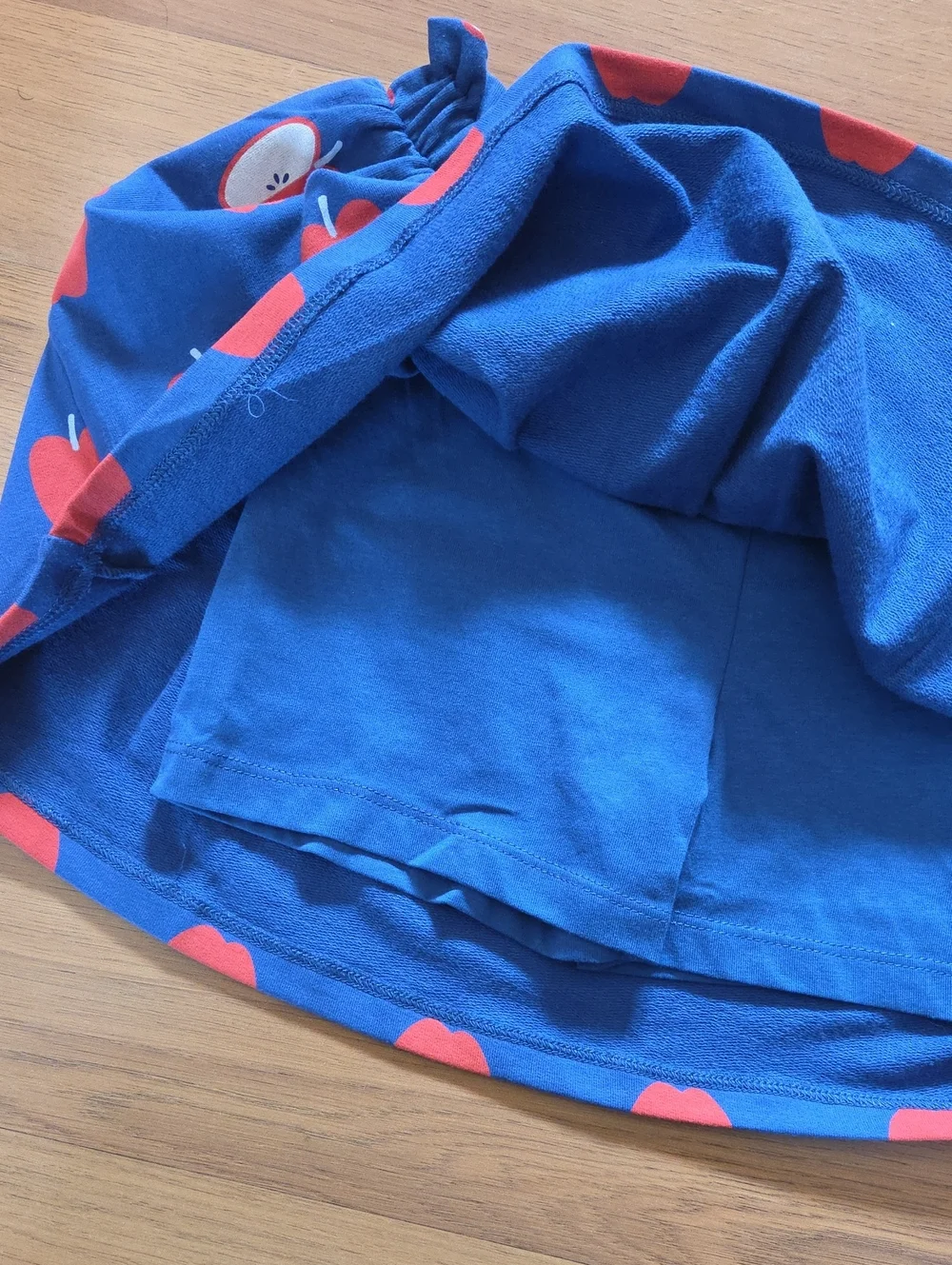 NWOT, Girls White & Red Striped Top with Blue Apple Print Skirt Set